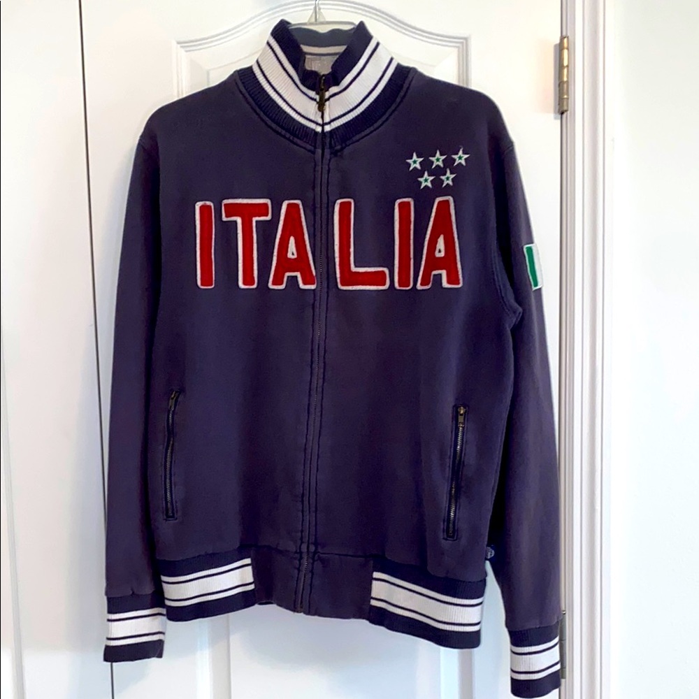 Italia Embroidered Navy Track Jacket size small